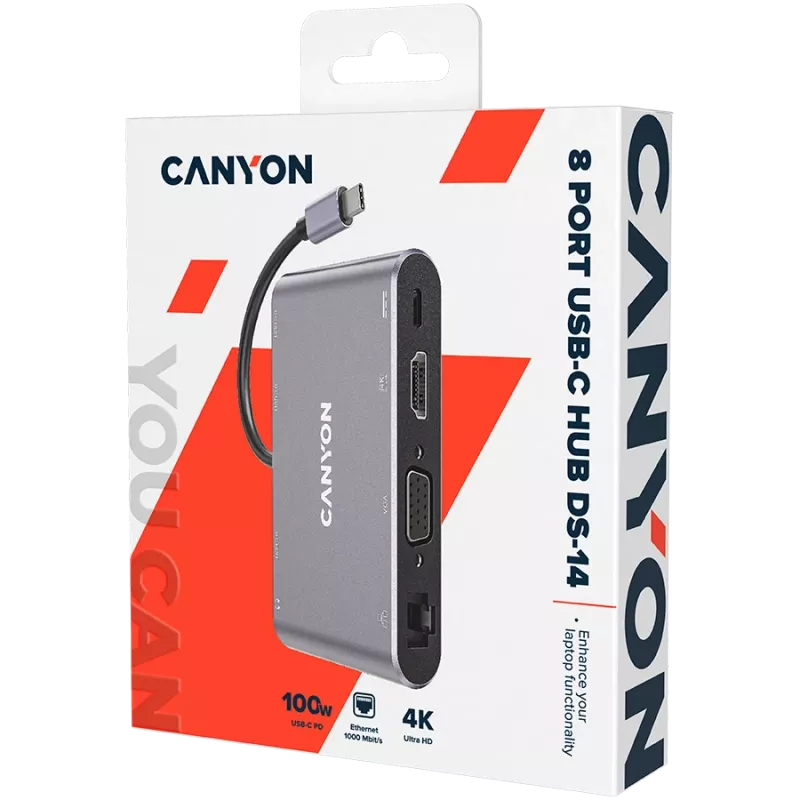 Canyon DS-14 - dokovacia stanica - USB-C - VGA, HDMI