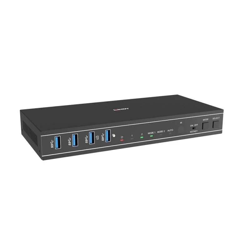 Lindy 2 port Dual Head HDMI 4K60, USB 3.0 KVM prepínač, 4096 x 2160 pixelov, 4K Ultra HD, čierna