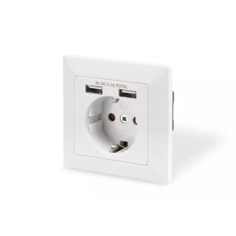 Bezpečnostná zásuvka na zapustenú montáž Digitus DA-70613 s 2 USB portmi