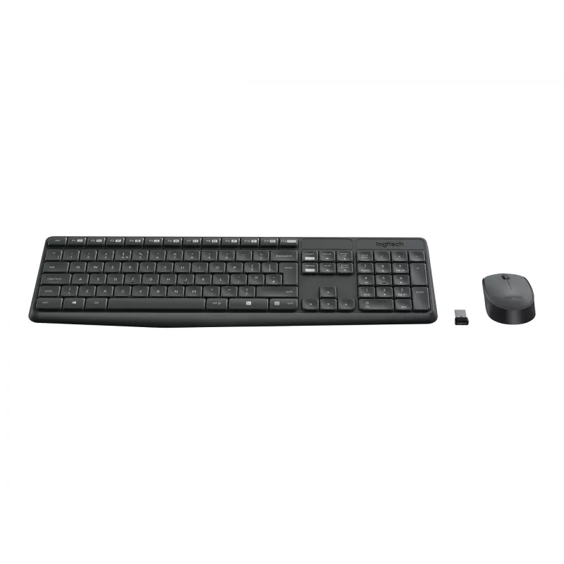 Logitech MK235 bezdrôtová súprava klávesnice a myši plná veľkosť sivá