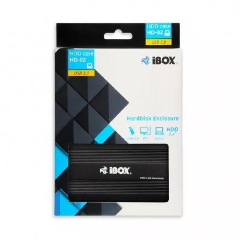 iBOX HD-02 externý box na disky SATA 2,5 palca, USB 3.0, hliník, čierny