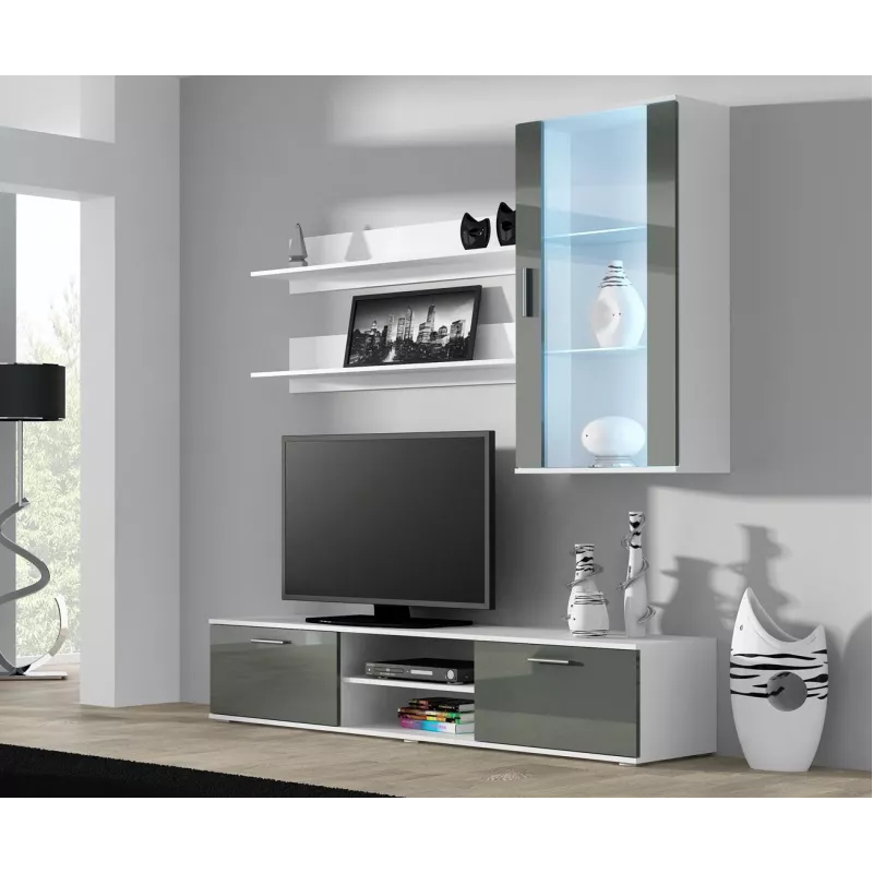 Cama TV stojan SOHO 180 biely/sivý lesklý