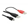 USB kábel DeLOCK 2x USB2.0-A konektor samec / USB mini 5-polohový 1 m čierny