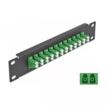 DeLOCK 10 inch optický patch panel 12 portov LC Duplex zelená 1U čierna
