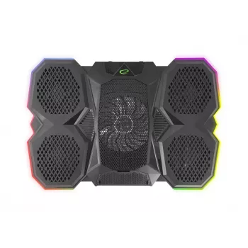 Chladiaci podstavec pod notebook ESPERANZA EGC107 – 3 ventilátory 1200–2600 ot/min, 390×255×38 mm, USB PD, RGB, 5 výškových polôh, čierny