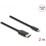 Adaptér videokábla DELOCK USB Type-C na DisplayPort 2 m, čierny