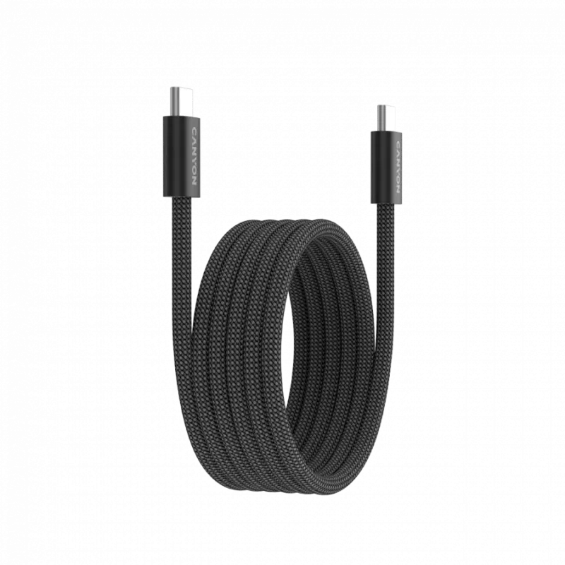 CANYON kábel OnWire 60MG C-C 60W magnetický pletený 1m čierny