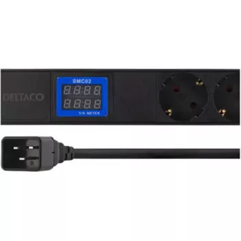 Jednotka rozvodu napájania PowerWalker 10133010 PDU 1U čierna, zásuvky typu F, spojka C20, 16 A, 3500 W, 2 m kábel
