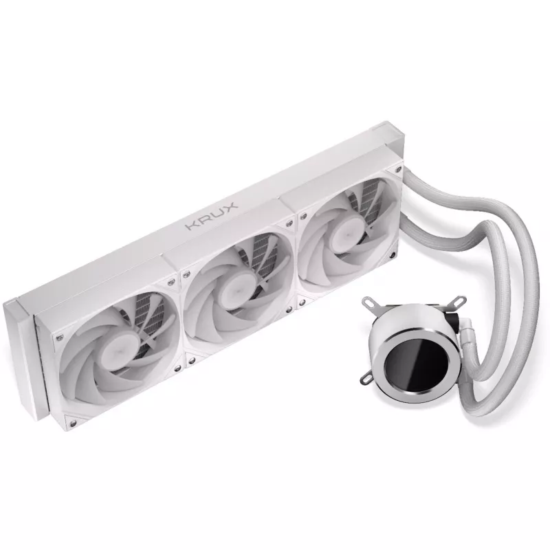 KRUX HydroGlance 360 ARGB vodné chladenie AIO s LCD, 360 mm, biele