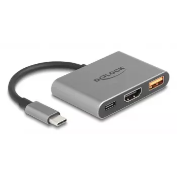 DeLOCK 61071 video kábel adaptér 0,1 m USB Type-C USB Type-C USB Type-A HDMI sivý