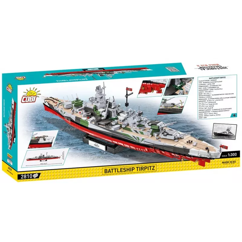 COBI 4839 Historical Collection stavebnica z kociek bojová loď Tirpitz, 2810 prvkov, 1:300