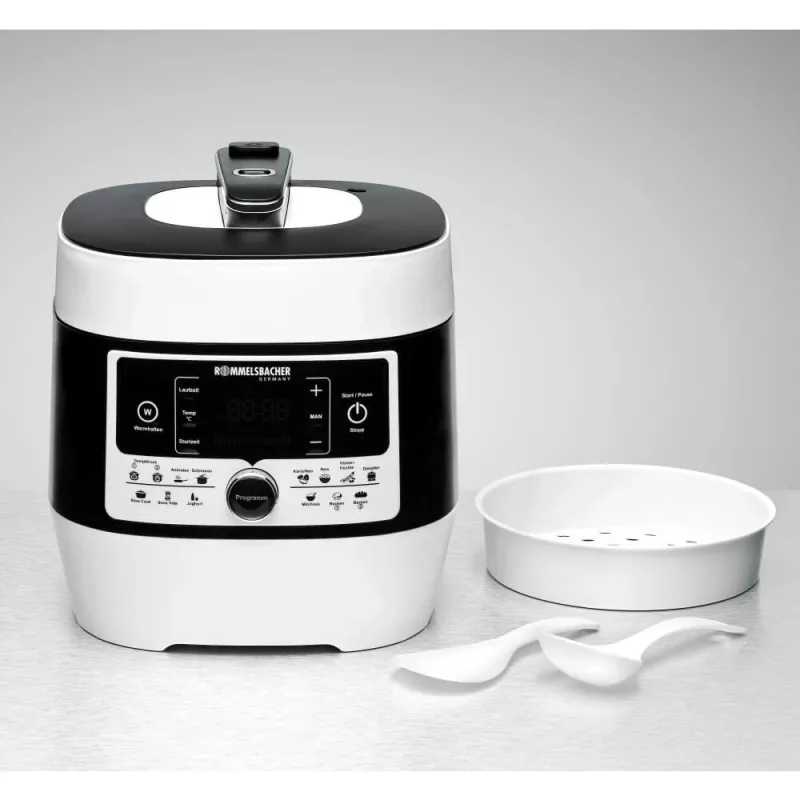 Elektrický tlakový hrniec Rommelsbacher MD 1000 – 4 l, 1000 W, 14 programov, biela/čierna