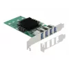 DeLOCK PCI Express x4 karta na 4 x externý USB 3.0 Quad Channel - Low Profile formát