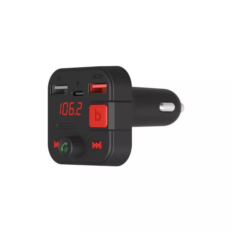SAVIO FM vysielač, Bluetooth 5.3, nabíjačka QC 3.0, LED displej, Bass Boost, TR-15, čierna