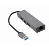Gembird A-AMU3-LAN-01 adaptér USB-A na Gigabit LAN s 3-portovým USB 3.0 hubom, čierny