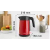 Elektrická kanvica Bosch TWK7L464 – objem 1,7 L, 2400 W, červená, plastové telo