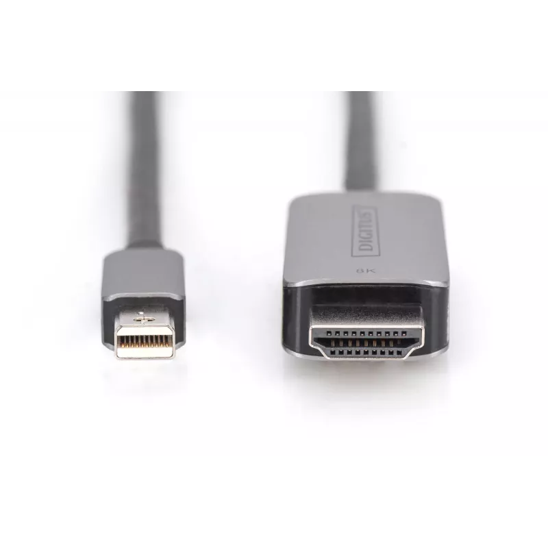 DIGITUS - adaptérový kábel - Mini DisplayPort (M) na HDMI (M) - 1,0 m - podpora 8K 60 Hz - čierny (DB-340109-010-S)