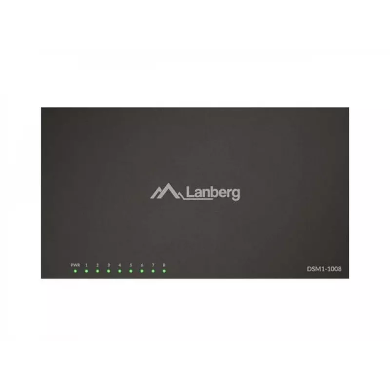 Sieťový switch LANBERG DSM1-1008 8x 1 Gb/s unmanaged Gigabit Ethernet Desktop 12V kovové puzdro