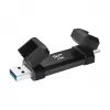USB kľúč Silicon Power DS72 1 TB, USB 3.2 Gen 2 Type-A / Type-C, hliníkovo-gumové puzdro, čierna
