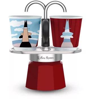 Kávovar na sporák BIALETTI MINI EXPRESS Magritte červená – model 0001406, malý espressokávovar na sporák