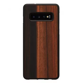 Puzdro na smartphone man and wood pre Samsung Galaxy S10 — eben čierna, ochranná drevená zadná strana a nárazníky