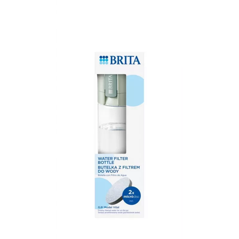 Opakovane použiteľná fľaša na pitie BRITA Fill&Go Vital 600 ml s integrovaným MicroDisc filtrom, zelená