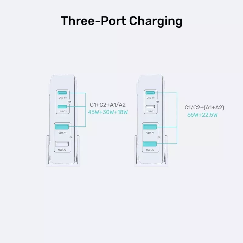 Unitek stolová nabíjačka P1229ABK01-EU 100 W s 2× USB-A a 2× USB-C
