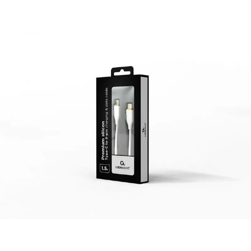 Gembird CC-USB2S-CM8PM-1.5M-W kábel USB-C na 8-pin Lightning, 1,5 m, biely