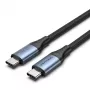 Vention USB4 Gen 3x2 Type-C na Type-C kábel 1 m, 5 A, hliníková zliatina, bavlnený oplet