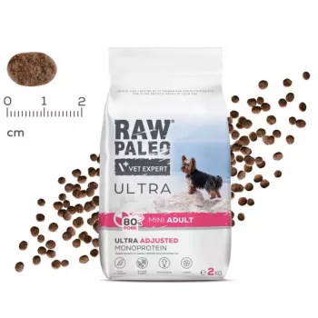 Suché krmivo pre psov VETEXPERT RAW PALEO Ultra Pork Mini Adult 2 kg — dospelé psy malých plemien, bravčové, 31 % bielkovín, 17,5 % tukov