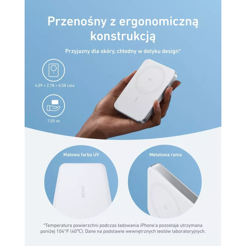 Anker MagGo Power Bank 10K magnetická bezdrôtová biela, biela