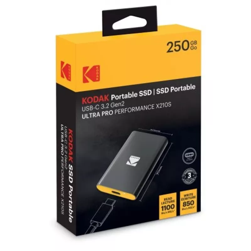 Prenosný SSD Kodak X210S 250 GB USB-C 3.2 Gen 2 EKSSD250GX210SK