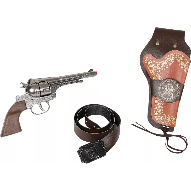 Gonher kovový revolver s puzdrom a opaskom