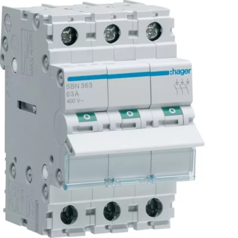 Hager SBN363 odpínač, 3P 63 A, 3 moduly
