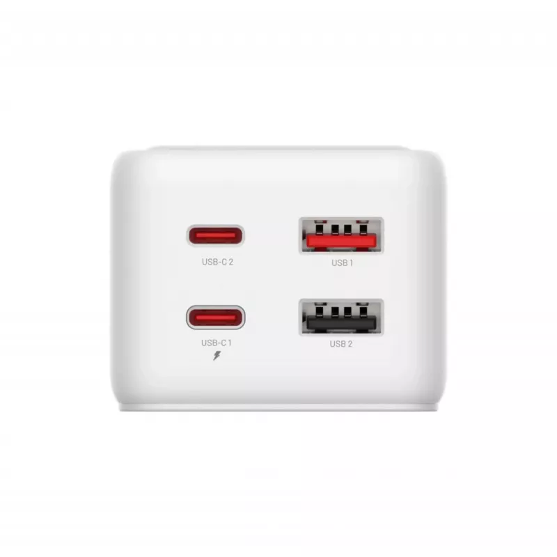Napájací adaptér FIXED FIXCS65-1.5-WH s 2× USB-C PD 65 W a 2× USB-A konektormi