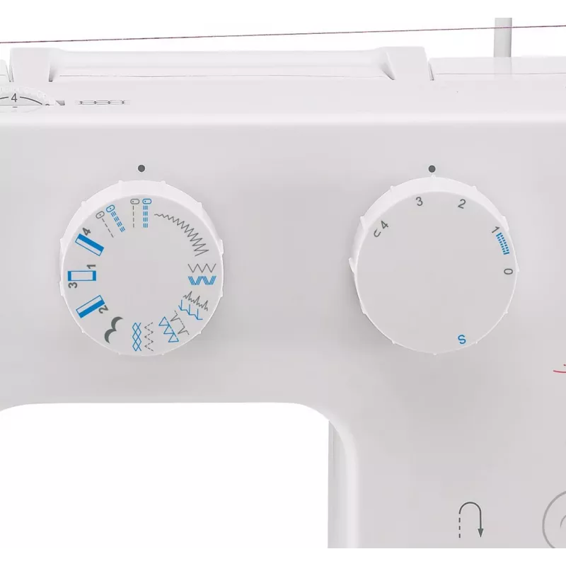 SINGER automatický šijací stroj Promise 1412 — elektrický, 12 vstavaných stehov, otočný volič, biela