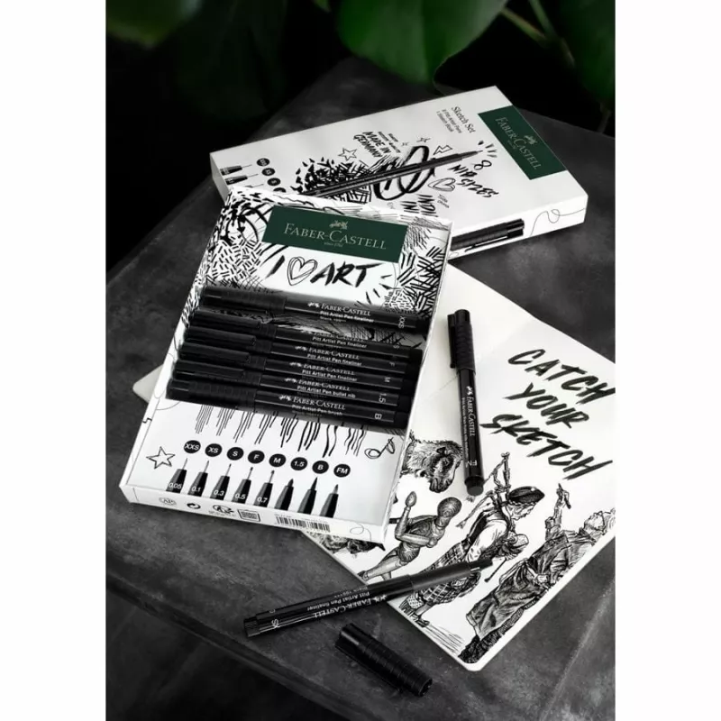 Faber-Castell 267102 fineliner Multi čierny 8 kusov okrúhly hrot