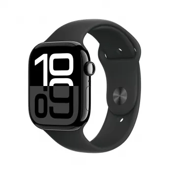 Apple Watch Series 10 GPS 46 mm puzdro z hliníka v Jet Black s čiernym športovým náramkom – M/L