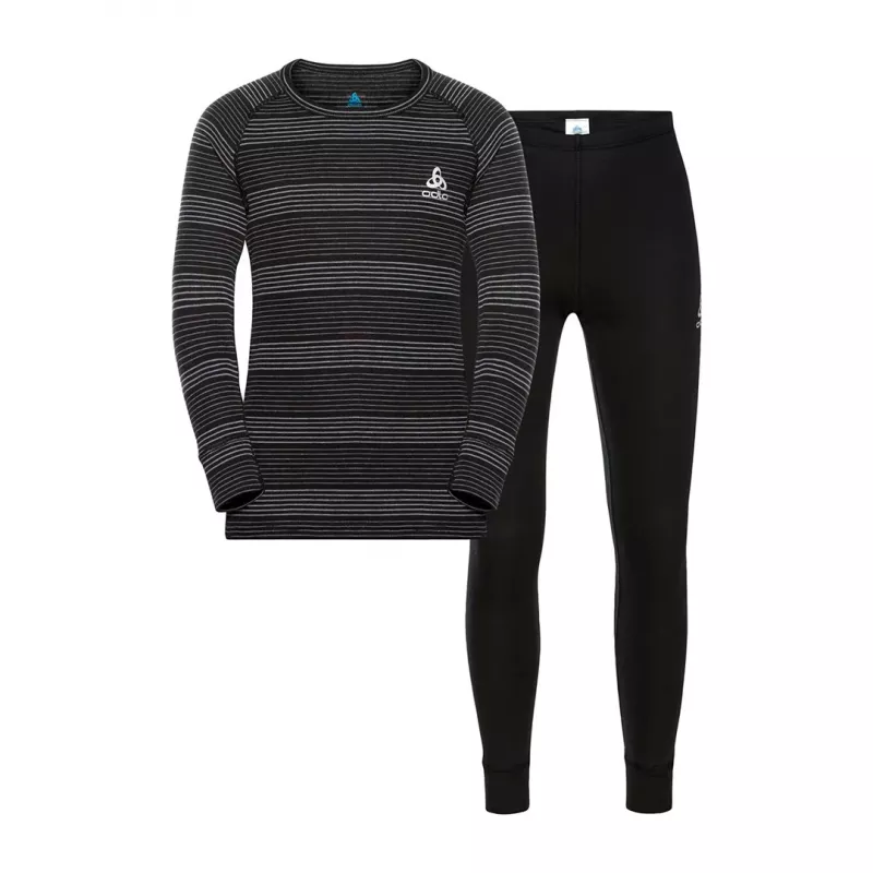 Odlo Set dlhé ACTIVE WARM ECO SET detská spodná bielizeň, veľkosť 104 cm, čierna a sivá
