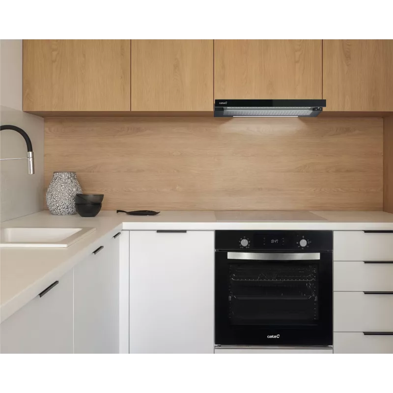 Čiastočne vstavaný (výsuvný) digestor CATA TFH 6830 GBK — 600 mm, 600 m³/h, čierny, dotykové ovládanie
