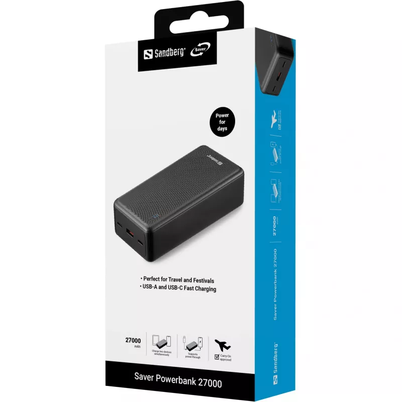 Powerbanka Sandberg Saver 27000 mAh lithium-ion čierna
