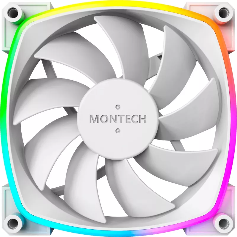 Montech AX120 120mm PWM ARGB skriňový ventilátor, balenie 3 ks, biela