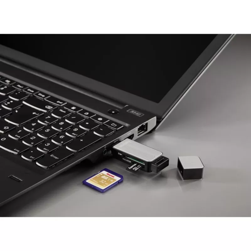 Hama 123900 čítačka kariet USB 3.0 SD/microSD, hliník, čierna/strieborná