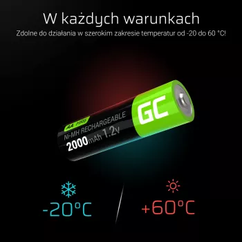 Nabíjateľná batéria Green Cell GR06 AA NiMH 1,2 V 2000 mAh, 2 ks, 50,5 mm