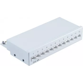 Patch panel 1U ShiverPeaks BS75077 RJ-45 Cat6a sivá kov