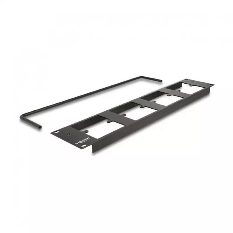 Delock 88195 19" patch panel typu D so 4 platňami 86 x 86 mm, 4 porty, 2U, čierny