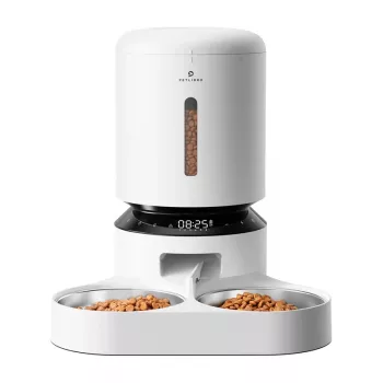 Automatický dávkovač krmiva Aptel Granary s dvojitou miskou 5 L, biela