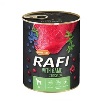 Mokré krmivo Dolina Noteci Rafi Dog jeleň 800 g – konzervované krmivo pre dospelé psy, 78 % vlhkosti, 9 % bielkovín, 7 % tukov