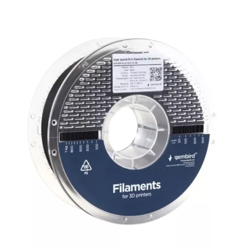 3D tlačový filament Gembird PLA 1,75 mm čierna 1 kg cievka