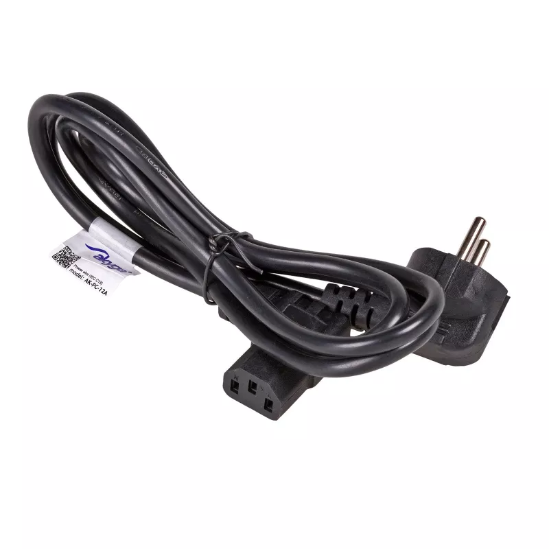 AKYGA AK-PC-12A uhlový napájací kábel CEE 7/7 na IEC C13, 3 m, čierny